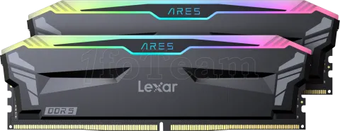 Photo de Kit Barrettes mémoire 32Go (2x16Go) DIMM DDR5 Lexar Ares RGB 6000MHz (Noir)