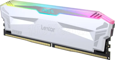 Photo de Kit Barrettes mémoire 32Go (2x16Go) DIMM DDR5 Lexar Ares RGB  6400MHz (Blanc)