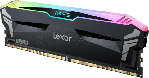Photo de Kit Barrettes mémoire 32Go (2x16Go) DIMM DDR5 Lexar Ares RGB 7200MHz (Noir)