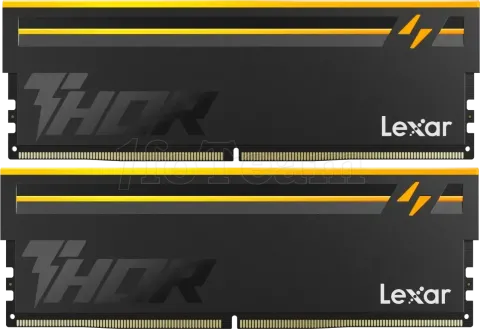 Photo de Kit Barrettes mémoire 32Go (2x16Go) DIMM DDR5 Lexar Thor 2nd Gen RGB 6000MHz CL38 (Noir)