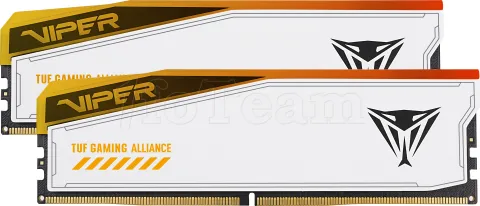 Photo de Kit Barrettes mémoire 32Go (2x16Go) DIMM DDR5 Patriot Viper Elite Tuf Gaming Alliance RGB 6600MHz (Blanc)