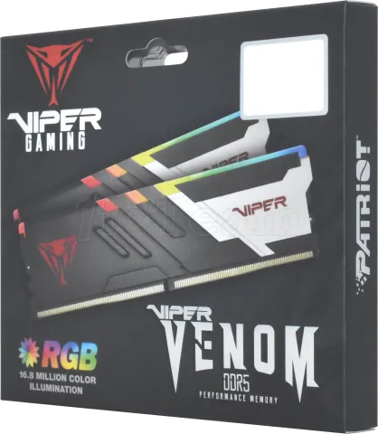 Photo de Kit Barrettes mémoire 32Go (2x16Go) DIMM DDR5 Patriot Viper Venom RGB  6000MHz (Noir)
