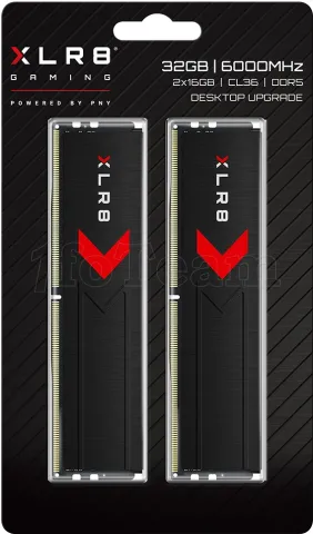 Photo de Kit Barrettes mémoire 32Go (2x16Go) DIMM DDR5 PNY XLR8 Gaming Epic-X 6000MHz CL30 (Noir)