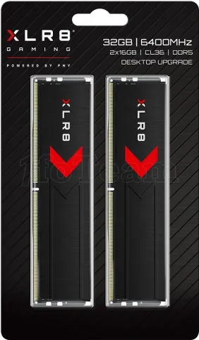 Photo de Kit Barrettes mémoire 32Go (2x16Go) DIMM DDR5 PNY XLR8 Gaming Epic-X 6400MHz CL36 (Noir)