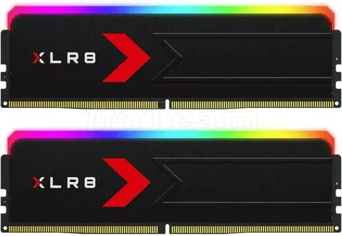 Photo de Kit Barrettes mémoire 32Go (2x16Go) DIMM DDR5 PNY XLR8 Gaming Epic-X RGB 6000MHz CL30 (Noir)