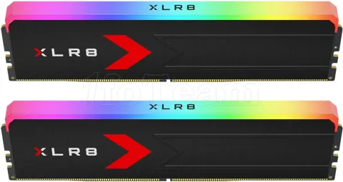 Photo de Kit Barrettes mémoire 32Go (2x16Go) DIMM DDR5 PNY XLR8 Gaming Epic-X RGB 6000MHz CL30 (Noir)