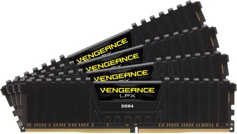 Photo de Kit Barrettes mémoire 32Go (4x8Go) DIMM DDR4 Corsair Vengeance LPX  3200Mhz (Noir)