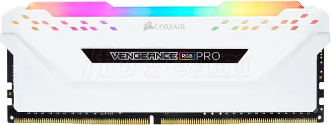 Photo de Kit Barrettes mémoire 32Go (4x8Go) DIMM DDR4 Corsair Vengeance Pro RGB  3000Mhz (Blanc)
