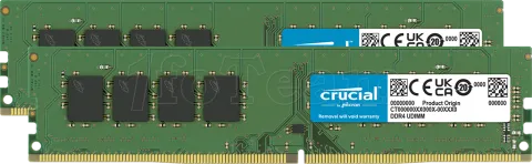 Photo de Kit Barrettes mémoire 64Go (2x32Go) DIMM DDR4 Crucial Classic 3200Mhz (Vert)