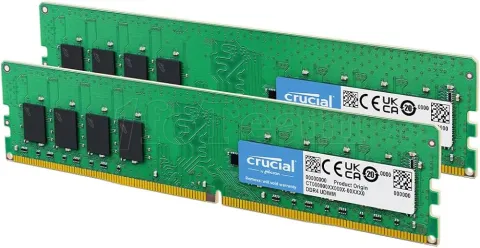 Photo de Kit Barrettes mémoire 64Go (2x32Go) DIMM DDR4 Crucial Classic 3200Mhz (Vert)