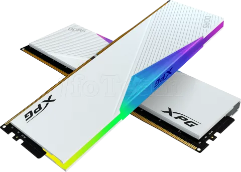 Photo de Kit Barrettes mémoire 64Go (2x32Go) DIMM DDR5 Adata XPG Lancer RGB  6400MHz (Blanc)