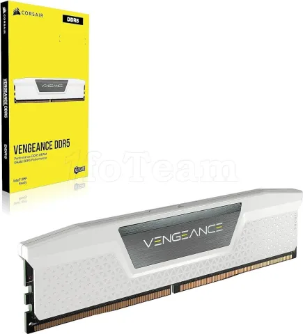 Photo de Kit Barrettes mémoire 64Go (2x32Go) DIMM DDR5 Corsair Vengeance  5200MHz (Blanc)