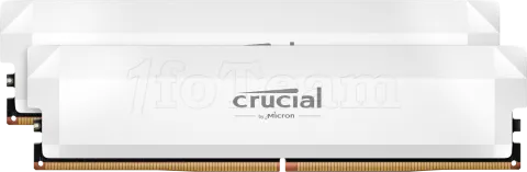 Photo de Kit Barrettes mémoire 64Go (2x32Go) DIMM DDR5 Crucial Pro OC Gaming 6400MHz (Blanc)