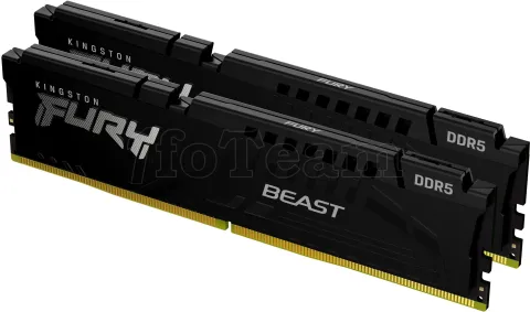 Photo de Kit Barrettes mémoire 64Go (2x32Go) DIMM DDR5 Kingston Fury Beast 5600MHz CL36 (Noir)