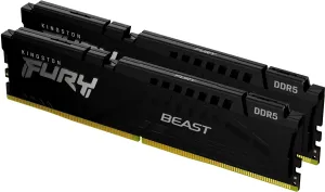 Photo de Kit Barrettes mémoire 64Go (2x32Go) DIMM DDR5 Kingston Fury Beast 5600MHz CL36 (Noir)