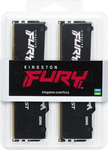 Photo de Kit Barrettes mémoire 64Go (2x32Go) DIMM DDR5 Kingston Fury Beast 5600MHz CL36 (Noir)
