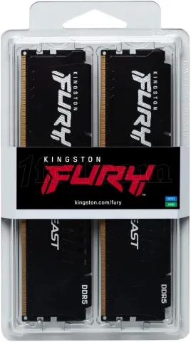 Photo de Kit Barrettes mémoire 64Go (2x32Go) DIMM DDR5 Kingston Fury Beast 5600MHz (Noir)