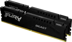 Photo de Kit Barrettes mémoire 64Go (2x32Go) DIMM DDR5 Kingston Fury Beast 5600MHz (Noir)