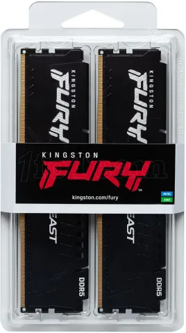 Photo de Kit Barrettes mémoire 64Go (2x32Go) DIMM DDR5 Kingston Fury Beast 6000MHz (Noir)