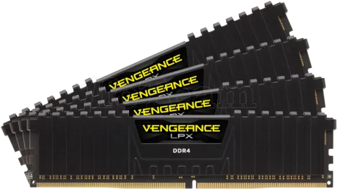 Photo de Kit Barrettes mémoire 64Go (4x16Go) DIMM DDR4 Corsair Vengeance LPX  3200Mhz (Noir)