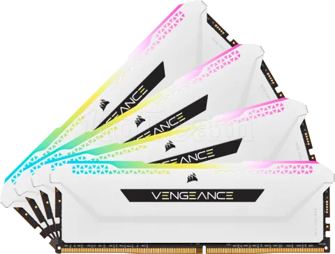 Photo de Kit Barrettes mémoire 64Go (4x16Go) DIMM DDR4 Corsair Vengeance Pro SL RGB 3200Mhz (Blanc)