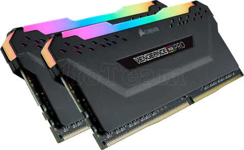 Photo de Kit Barrettes mémoire DIMM DDR4 Corsair Vengeance Pro RGB  3000Mhz 32Go (2x16Go) (Noir)