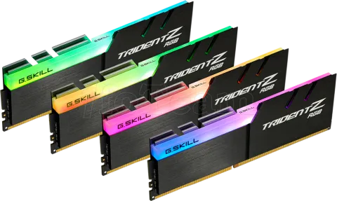 Photo de Kit Barrettes mémoire DIMM DDR4 G.Skill Trident Z RGB  3200Mhz 32Go (4x8Go) (Noir)