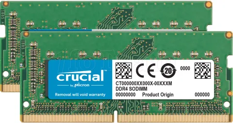 Photo de Kit Barrettes mémoire SODIMM DDR4 16Go (2x8Go) Crucial  2400Mhz (Vert)