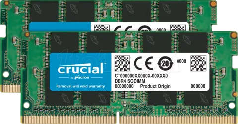 Photo de Kit Barrettes mémoire SODIMM DDR4 32Go (2x16Go) Crucial  3200Mhz (Vert)