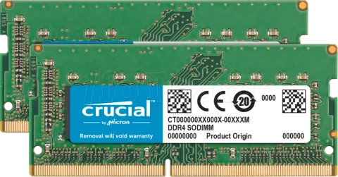 Photo de Kit Barrettes mémoire SODIMM DDR4 32Go (2x16Go) Crucial Mac 2666Mhz (Vert)