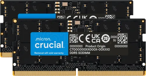 Photo de Kit Barrettes mémoire SODIMM DDR5 32Go (2x16Go) Crucial  4800Mhz (Noir)
