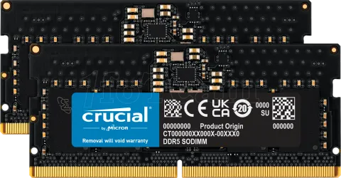 Photo de Kit Barrettes mémoire SODIMM DDR5 32Go (2x16Go) Crucial 5600Mhz (Noir)