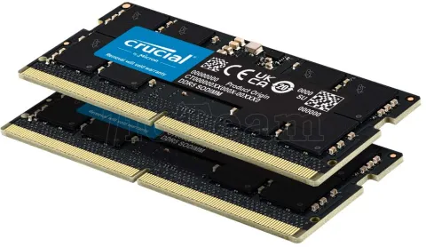 Photo de Kit Barrettes mémoire SODIMM DDR5 64Go (2x32Go) Crucial  4800Mhz (Noir)