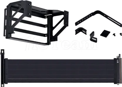 Photo de Kit Riser PCIe 4.0 16X Lian-Li pour O11 Dynamic Evo avec support frontal et nappe 20cm (Noir)