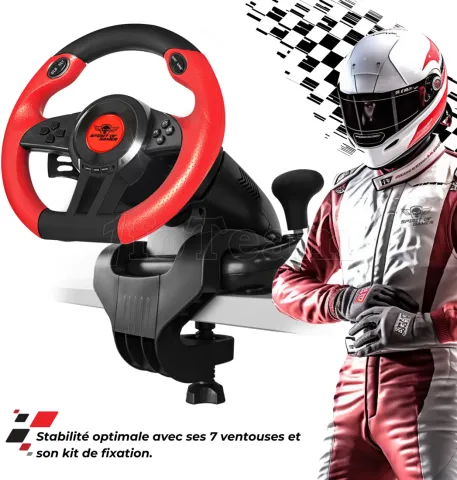 Photo de Kit Volant + Pédalier Spirit Of Gamer Race Wheel Pro 1 (Noir/Rouge)