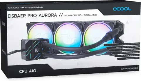 Photo de Kit Watercooling AIO Alphacool Eisbaer Pro Aurora HPE RGB - 360mm (Noir)