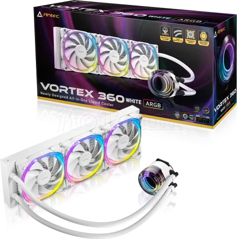 Photo de Kit Watercooling AIO Antec Vortex RGB - 360mm (Blanc)