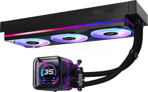 Photo de Kit Watercooling AIO ASRock Phantom Gaming LCD RGB - 360mm (Noir)