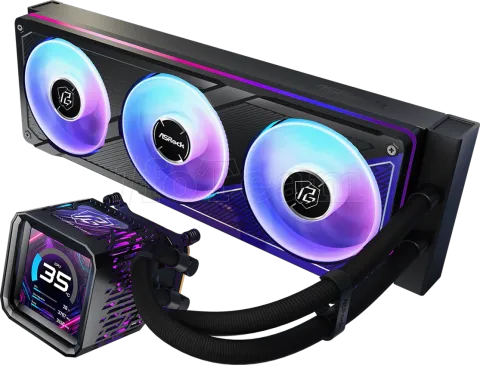 Photo de Kit Watercooling AIO ASRock Phantom Gaming LCD RGB - 360mm (Noir)