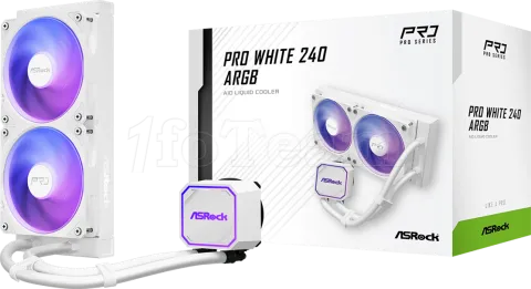 Photo de Kit Watercooling AIO ASRock Pro RGB - 240mm (Blanc)