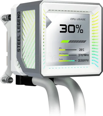 Photo de Kit Watercooling AIO ASRock Steel Legend LCD - 360mm (Blanc)
