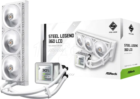 Photo de Kit Watercooling AIO ASRock Steel Legend LCD - 360mm (Blanc)