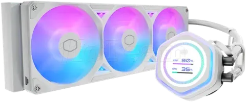 Photo de Kit Watercooling AIO Cooler Master MasterLiquid Atmos II LCD ARGB - 240mm (Blanc)