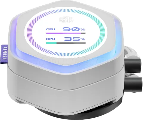 Photo de Kit Watercooling AIO Cooler Master MasterLiquid Atmos II LCD RGB - 240mm (Blanc)