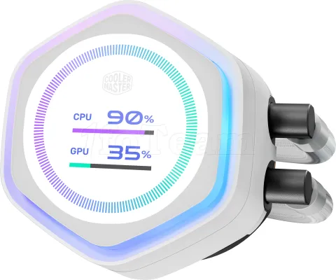 Photo de Kit Watercooling AIO Cooler Master MasterLiquid Atmos II LCD RGB - 240mm (Blanc)