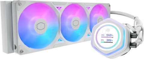 Photo de Kit Watercooling AIO Cooler Master MasterLiquid Atmos II LCD RGB - 360mm (Blanc)