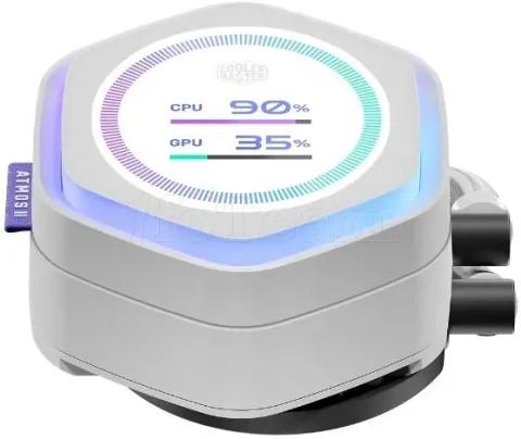 Photo de Kit Watercooling AIO Cooler Master MasterLiquid Atmos II LCD RGB - 360mm (Blanc)