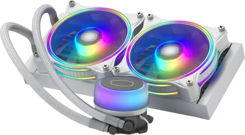 Photo de Kit Watercooling AIO Cooler Master MasterLiquid Illusion RGB - 240mm (Blanc)