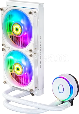 Photo de Kit Watercooling AIO Cooler Master MasterLiquid PL-Flux RGB - 240mm (Blanc)