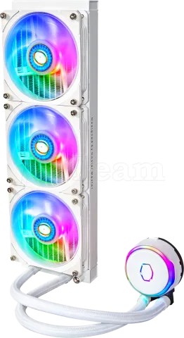 Photo de Kit Watercooling AIO Cooler Master MasterLiquid PL-Flux RGB - 360mm (Blanc)